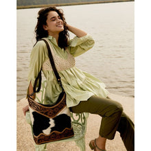 Load image into Gallery viewer, MYRA COCO AND CREAM HAND-TOOLED BAG
