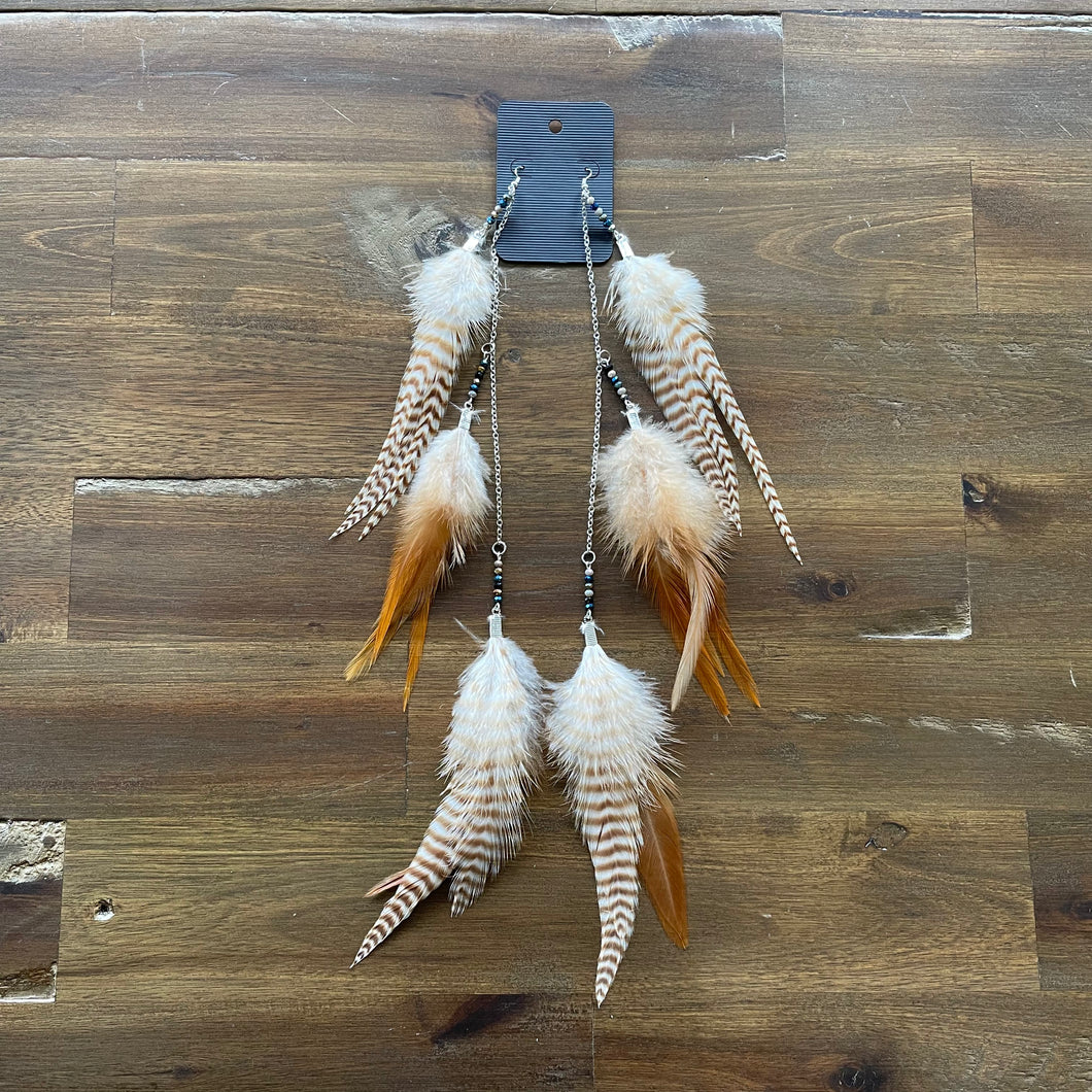 Handmade 3 Tier Feather Earrings