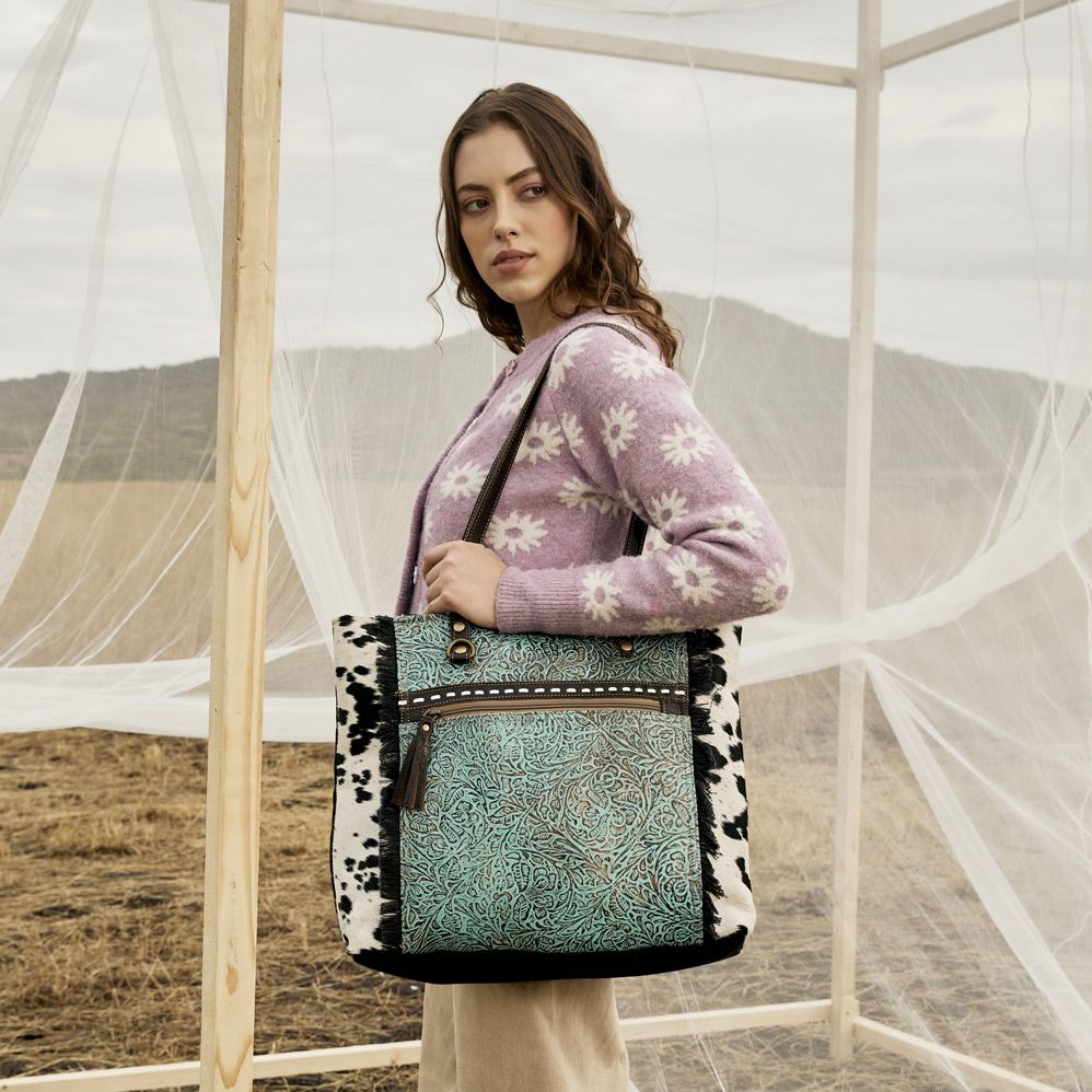 RUSTIC AZURE CANVAS & HAIRON BAG